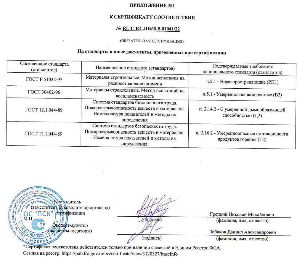 Сертификат пожарной безопасности «Элакор ЭД Наливной пол» 2
